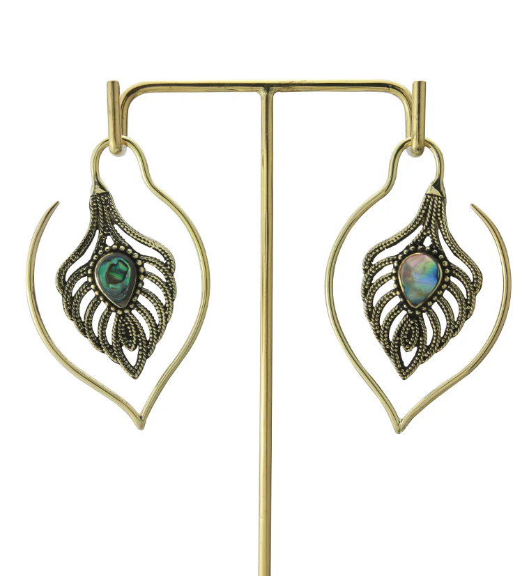 12G Willow Abalone Brass Ear Weights - Image 3