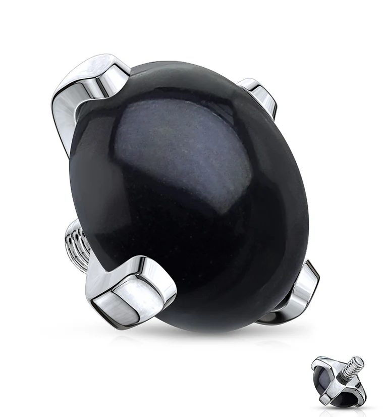 14G Black Agate Stone Threaded End
