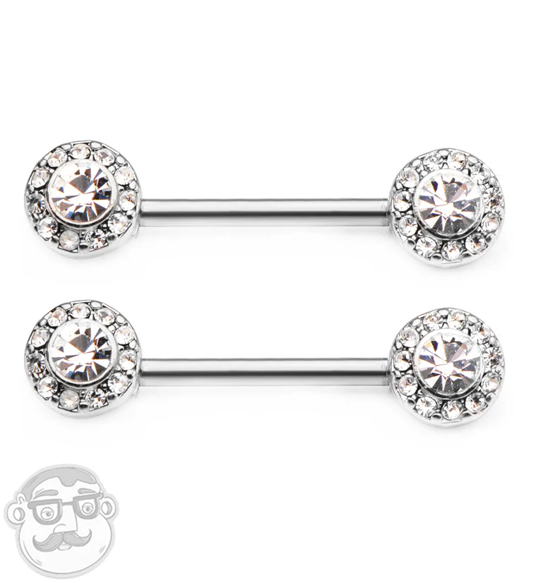 14G Bling Nipple Ring Barbell