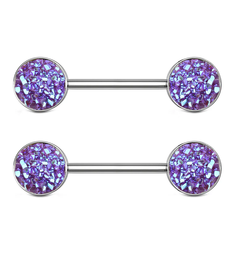 14G Blurple Druzy Nipple Ring Barbell