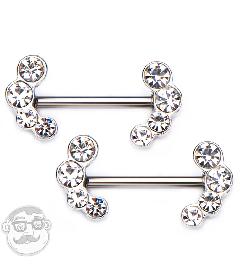 14G Cascade CZ Nipple Ring Barbell