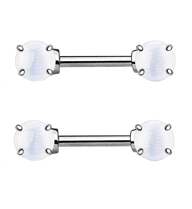 14G Double Opalite Glass Nipple Ring Barbell