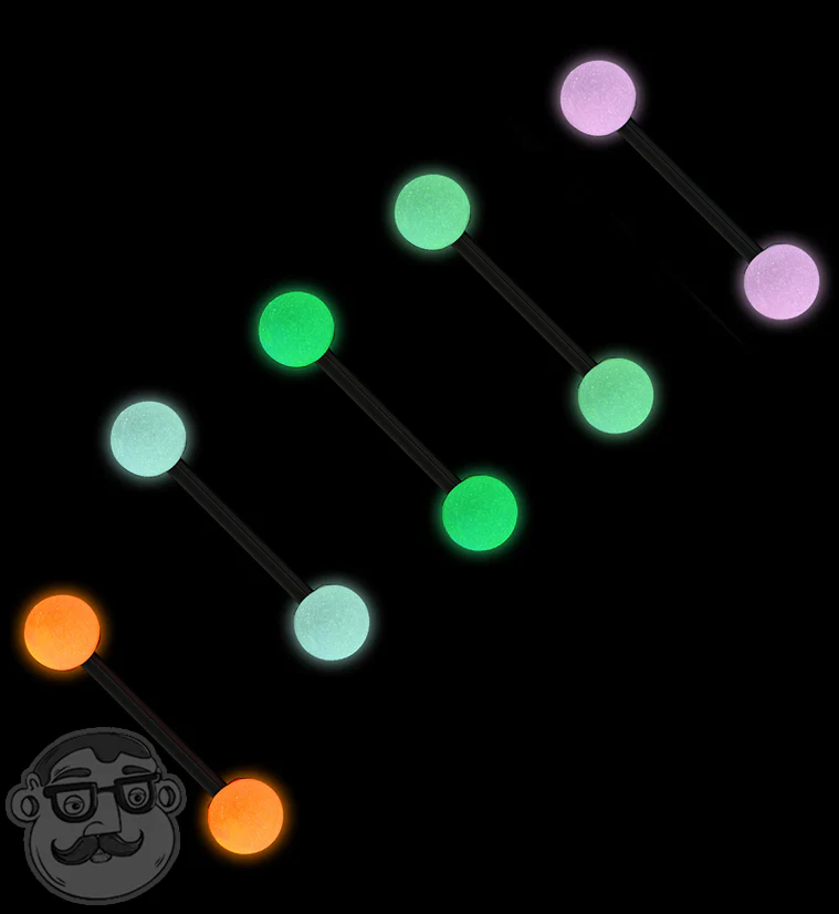 14G Glow in the Dark Stainless Steel Barbell - Image 2