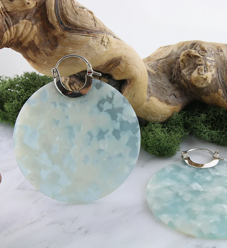 14G Green Fructose Acetate Disk Earrings - Image 2