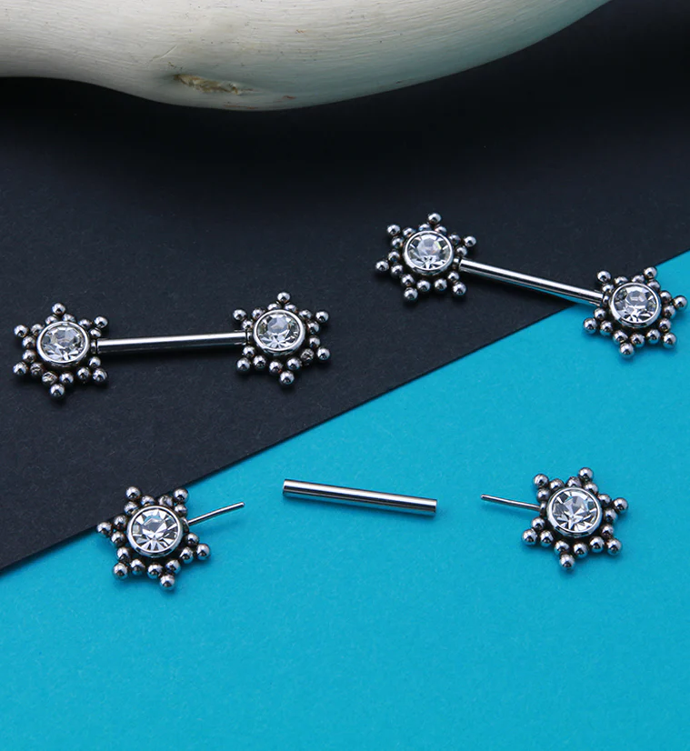14G Hexad Threadless Nipple Ring Barbells - Image 2