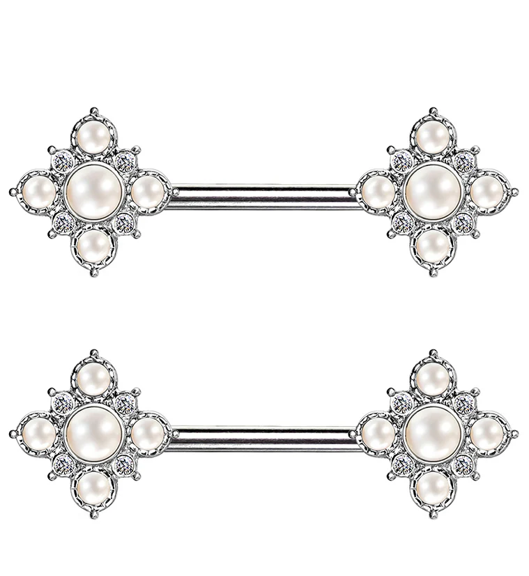 14G Pearly Poly Nipple Ring Barbell