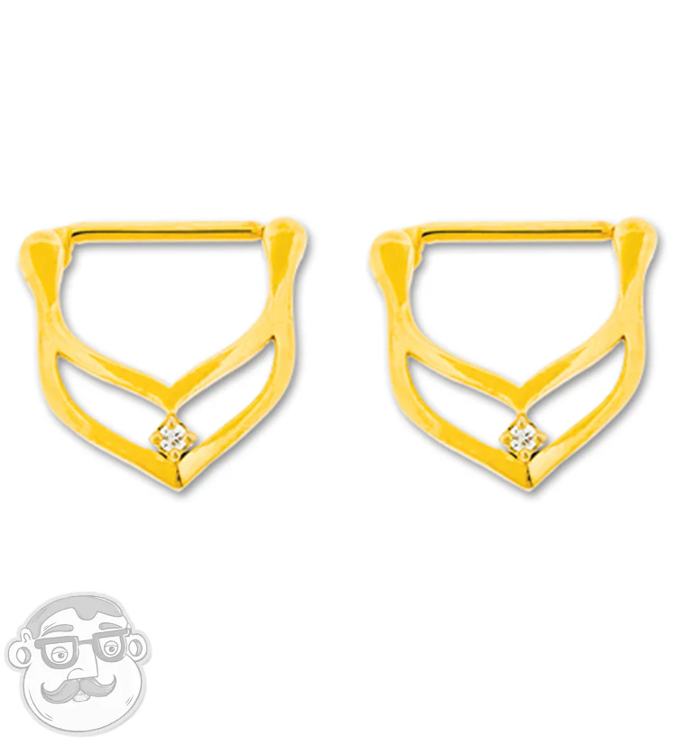14G PVD Gold Chic Stainless Steel Nipple Clicker Ring