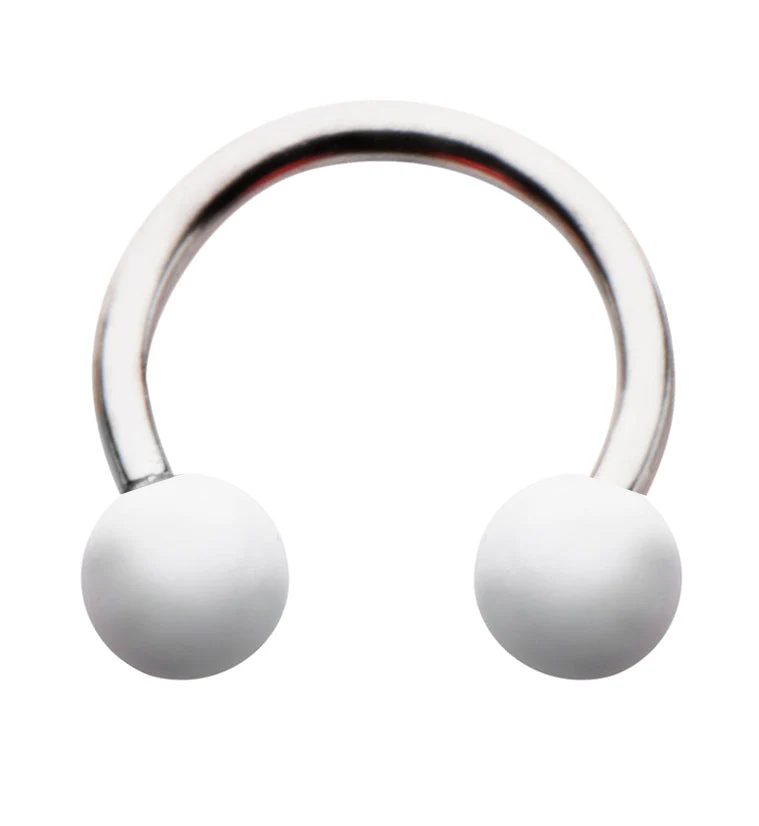 White Ceramic Ball Stainless Steel Circular Barbell