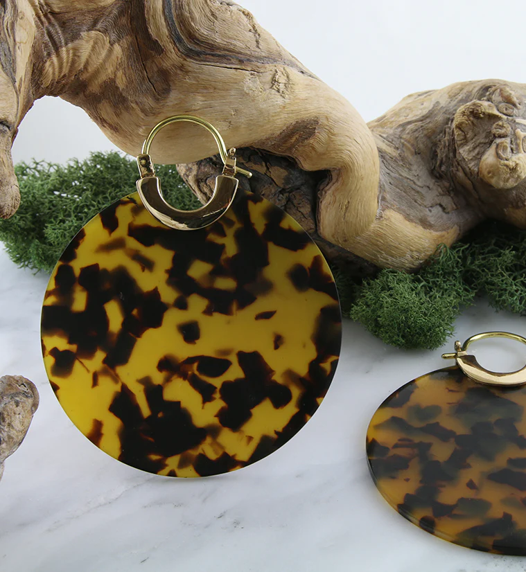 14G Tortoise Acetate Disk Earrings - Image 3