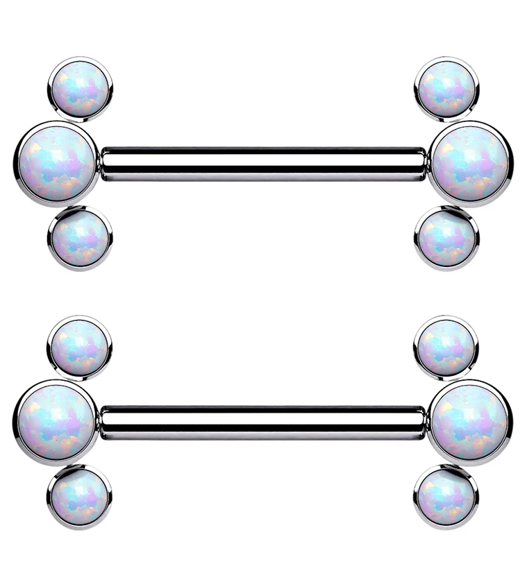 14G Trice Opalite Titanium Nipple Ring Barbell