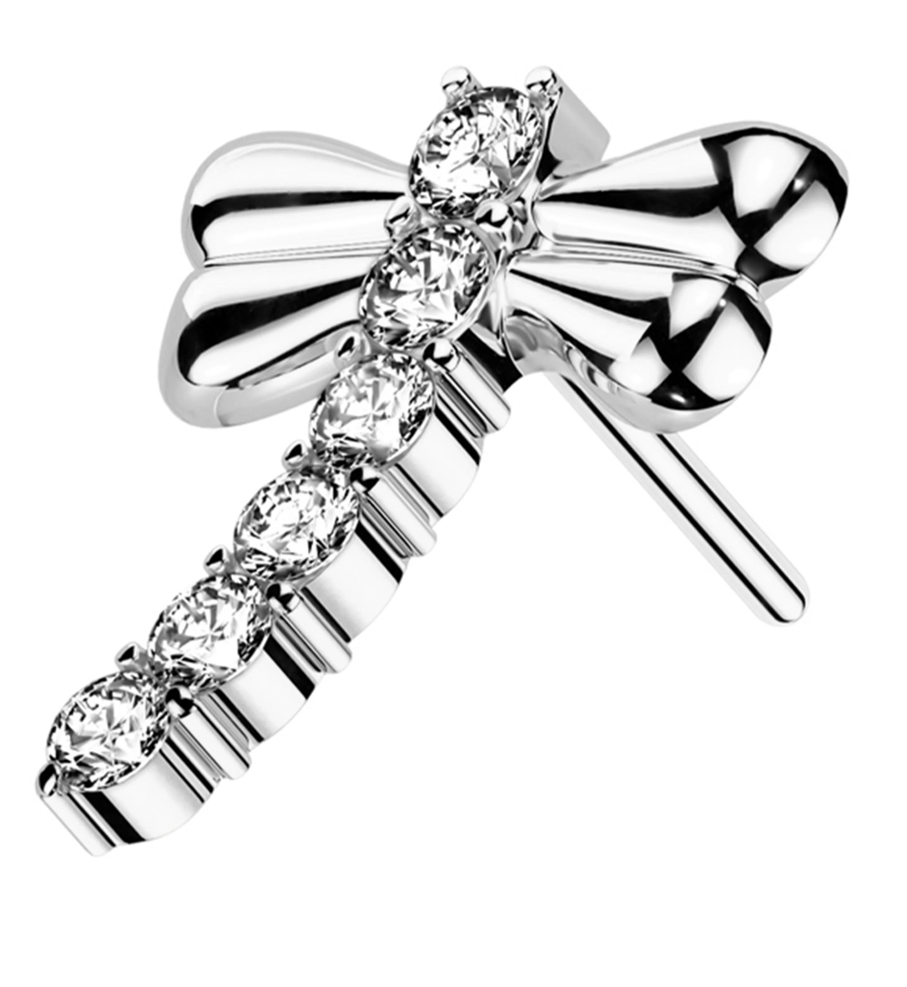 14kt White Gold Firefly Clear CZ Threadless Top