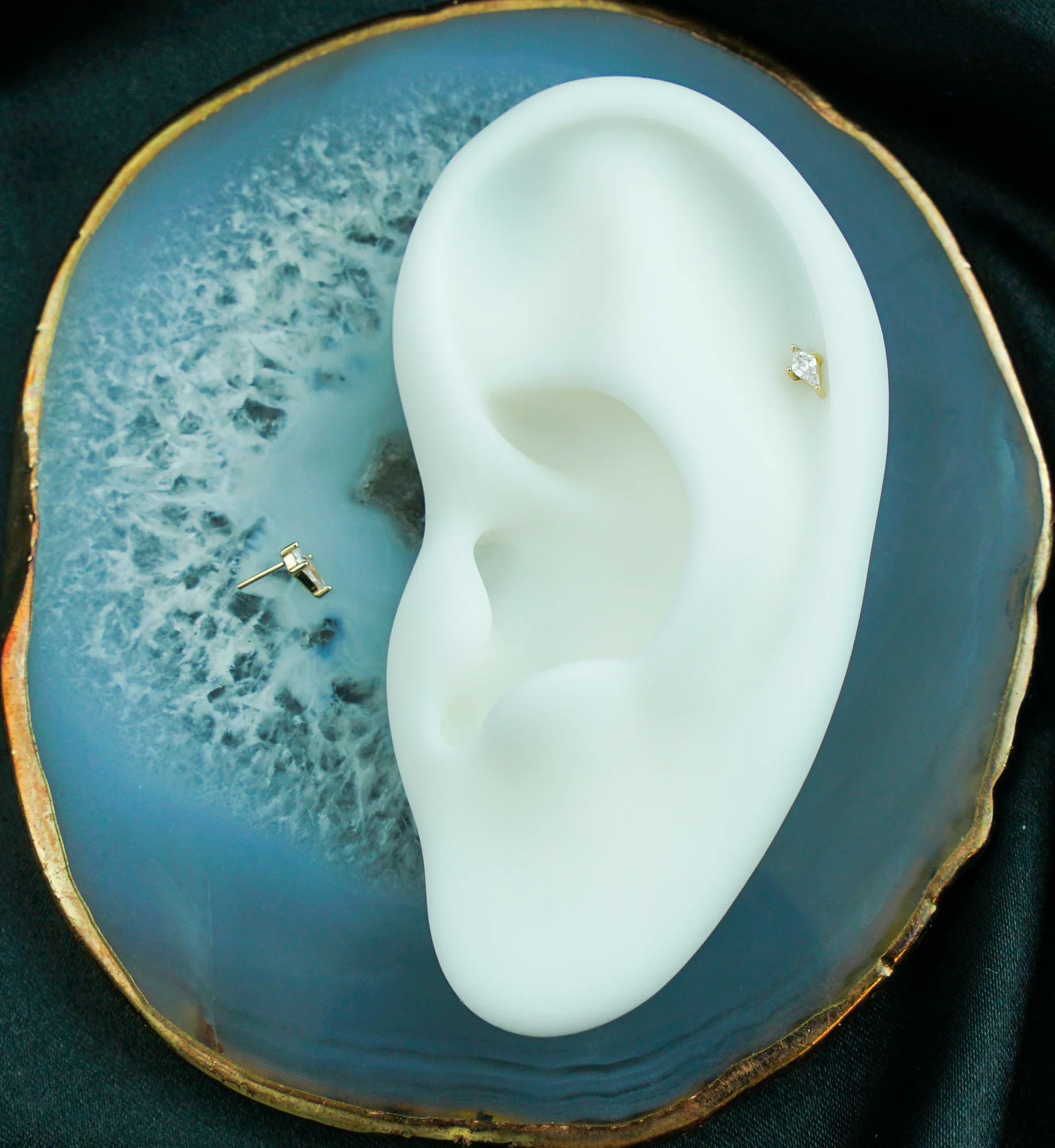 14kt Gold Abyss Clear CZ Threadless Top - Image 2