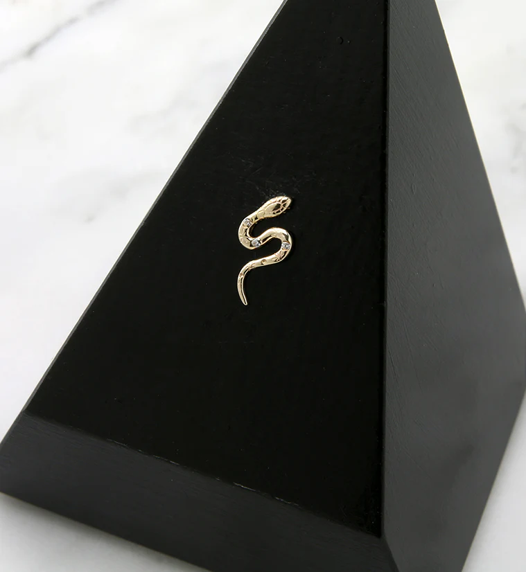 14kt Gold Adorned Gem Snake CZ Threadless Top - Image 2