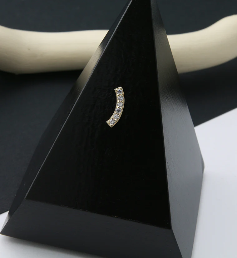 14kt Gold Arch CZ Threadless Top - Image 2