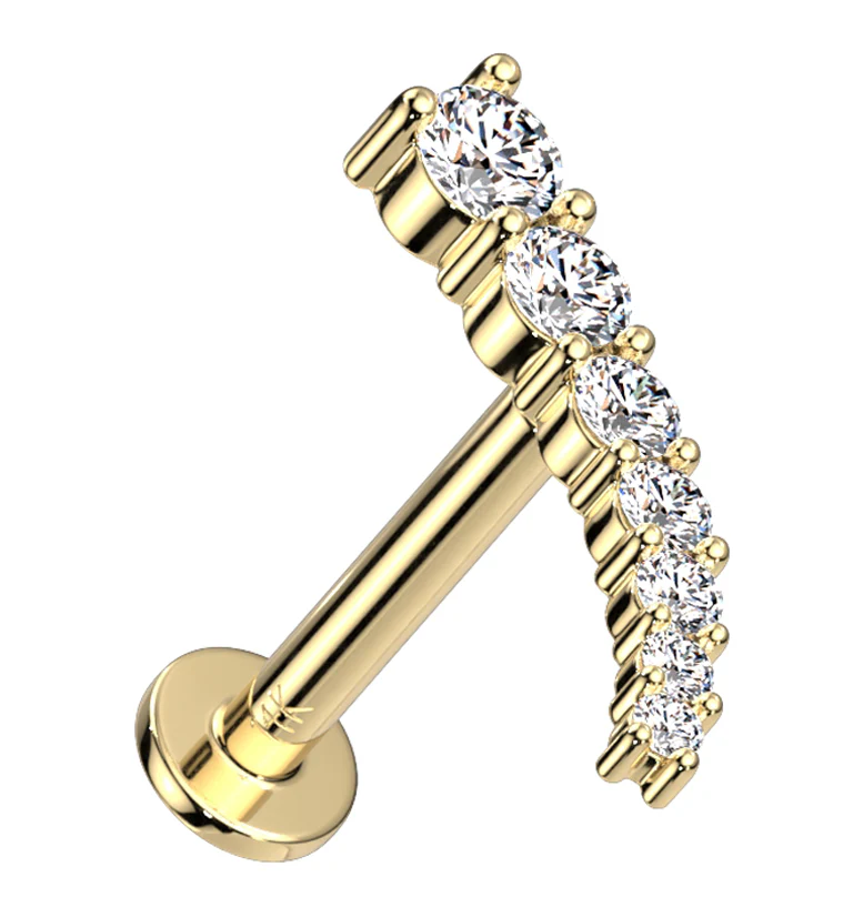 14kt Gold Ascend CZ Threadless Labret