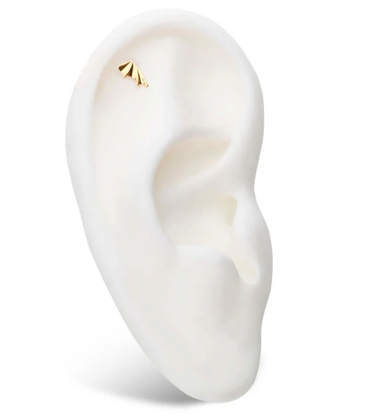 14kt Gold Bat Wing Threadless Top (Right Ear) - Image 3