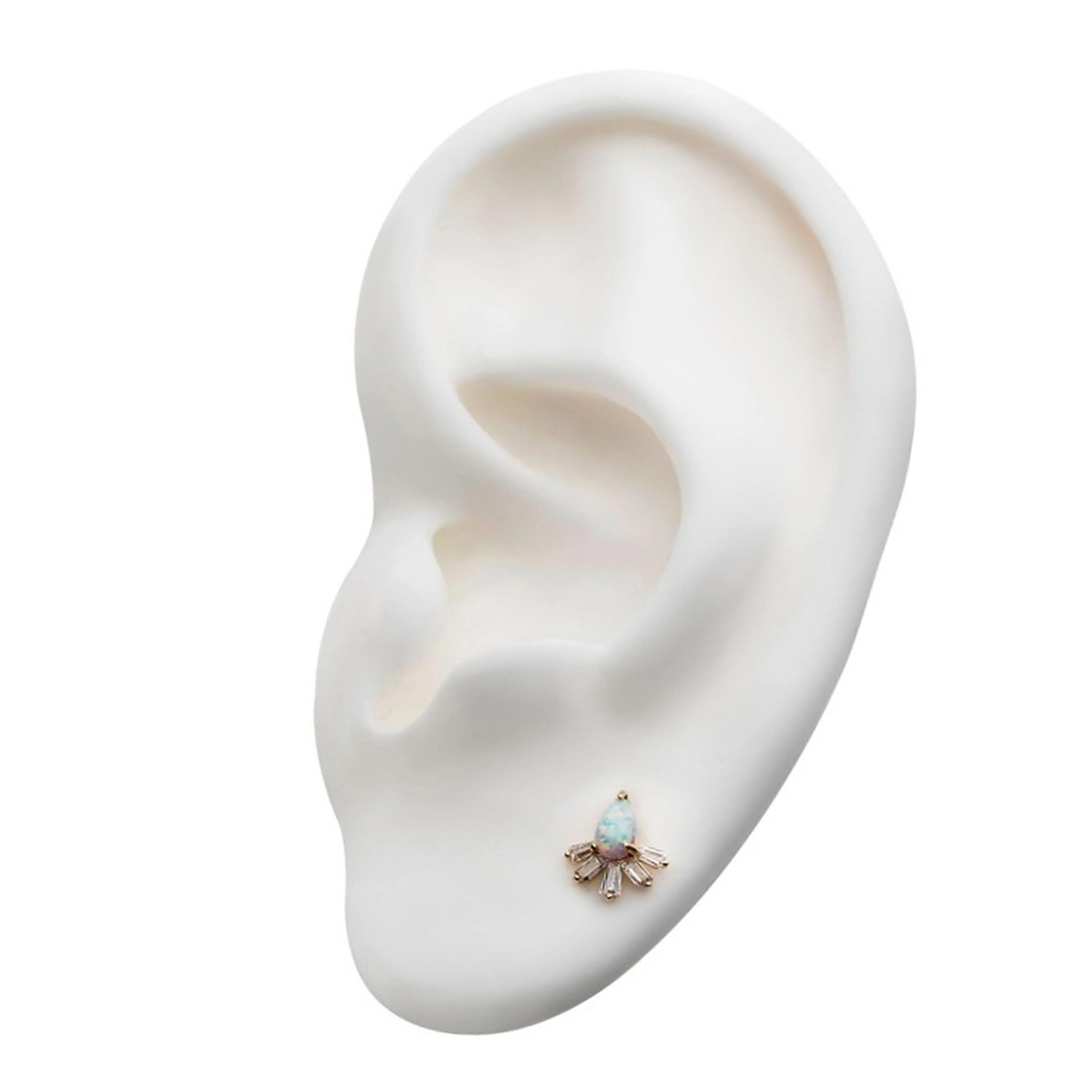 14kt Gold Bawl Teardrop Opalite Threadless Top - Image 3