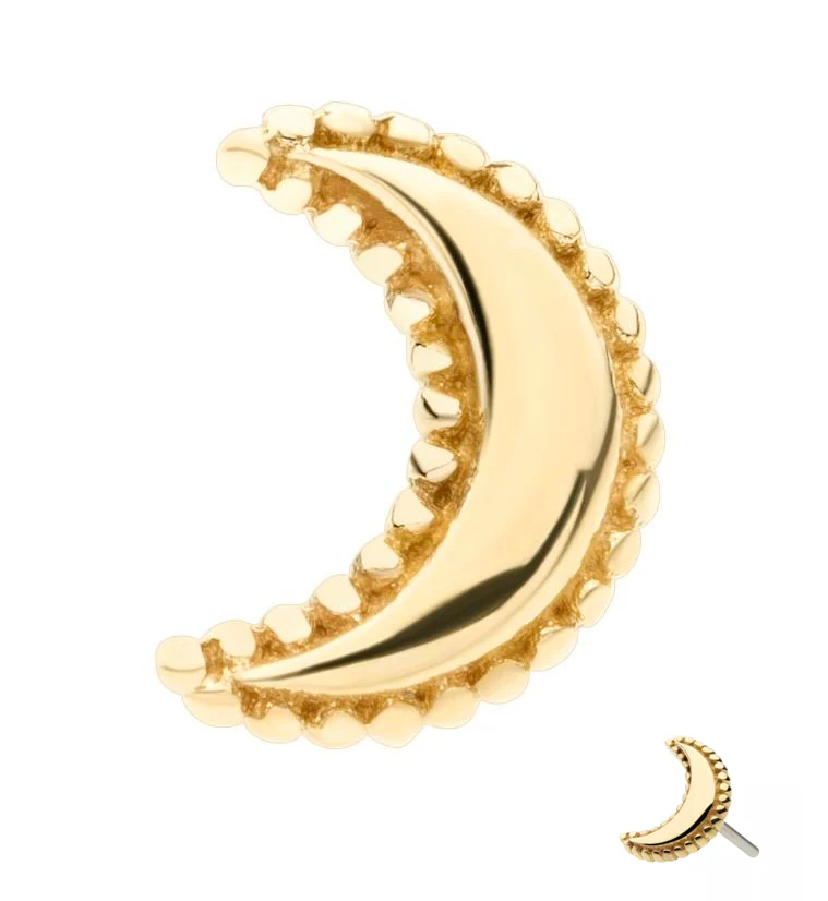 14kt Gold Beaded Crescent Moon Threadless Top