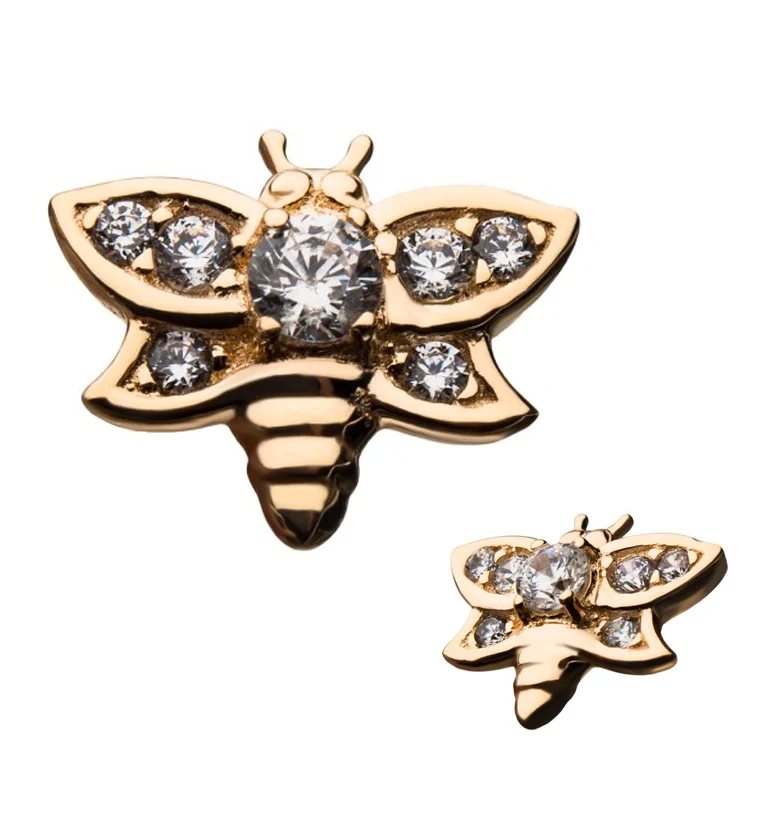 14kt Gold Bumblebee CZ Threadless Top