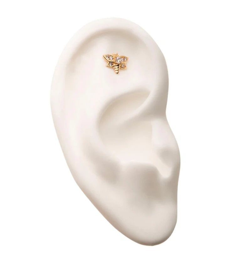 14kt Gold Bumblebee CZ Threadless Top - Image 3