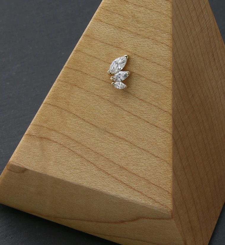 14kt Gold Cascade CZ Threadless Top - Image 2