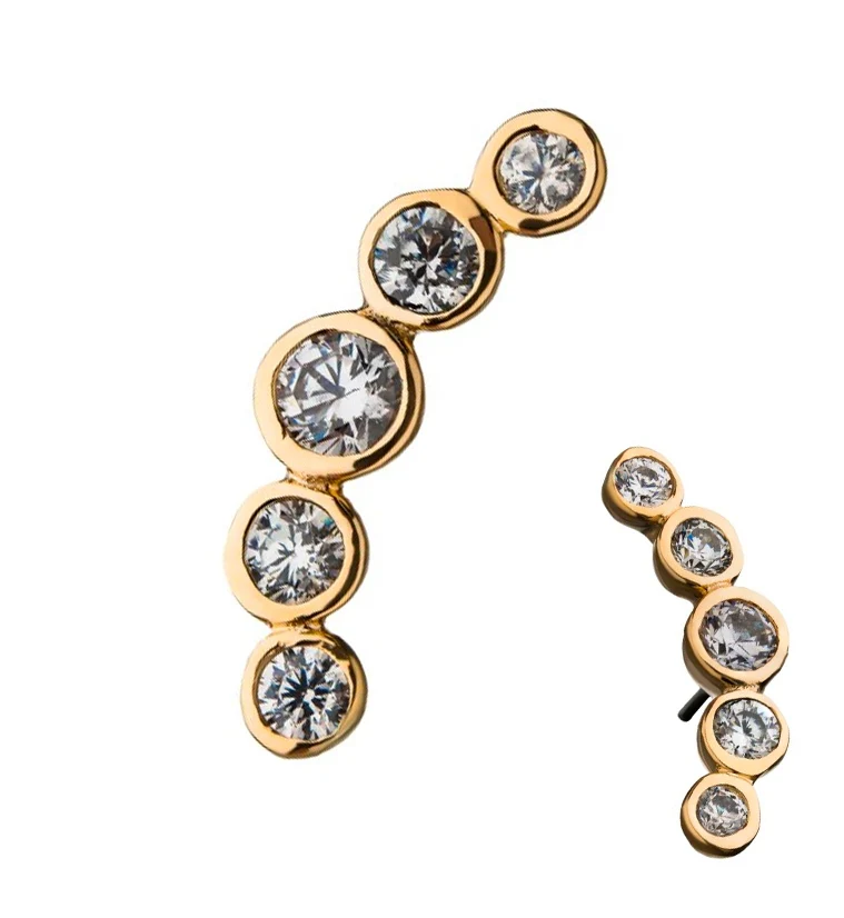 14kt Gold Cinque CZ Threadless Top