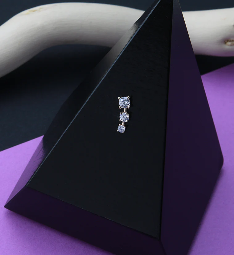14kt Gold Cluster Prong CZ Gem Threadless Top - Image 3