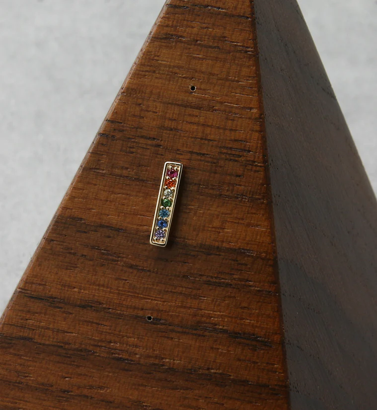 14kt Gold Colorful CZ Bar Threadless Top - Image 2
