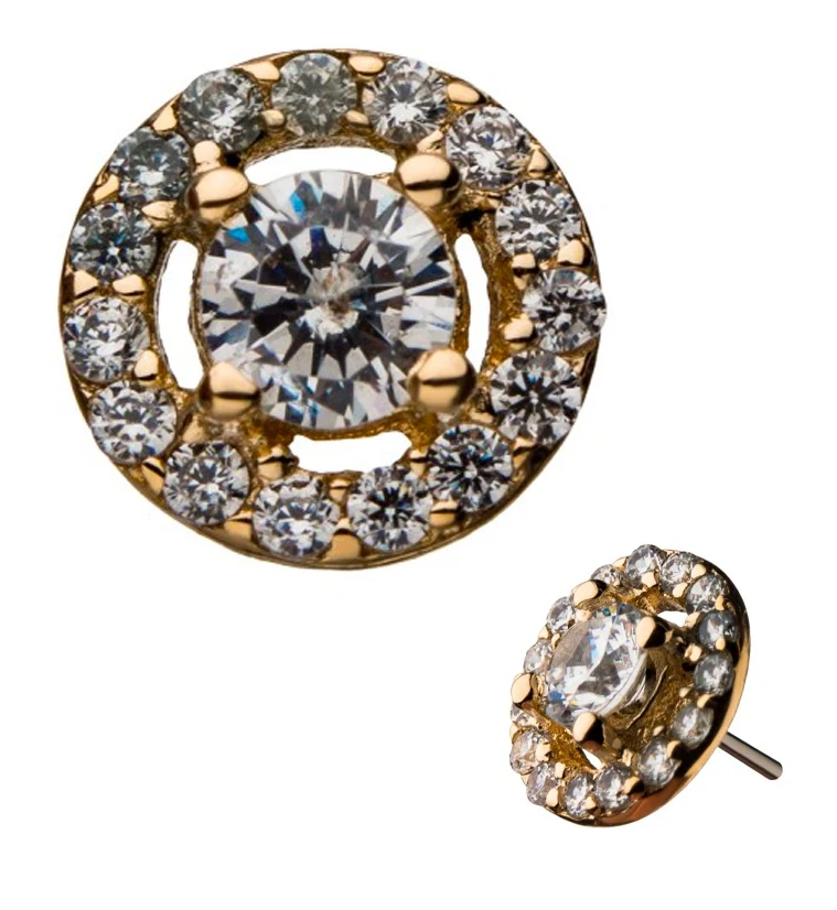 14kt Gold Cordon CZ Threadless Top