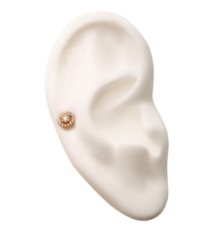 14kt Gold Cordon CZ Threadless Top - Image 3