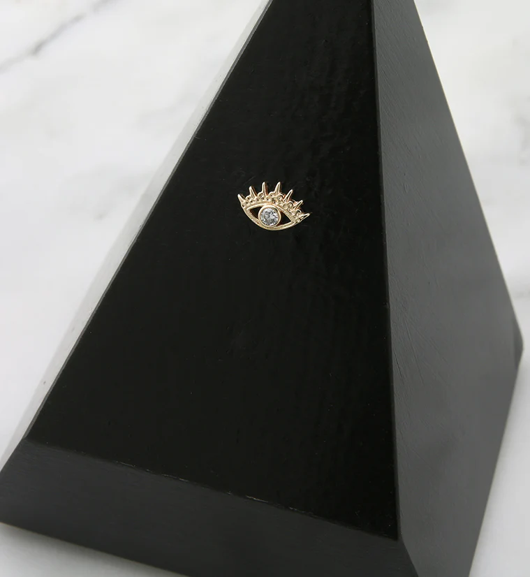 14kt Gold Evil Eye CZ Threadless Top - Image 2
