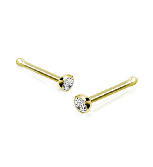 14kt Gold CZ Nose Stud Ring - Image 2