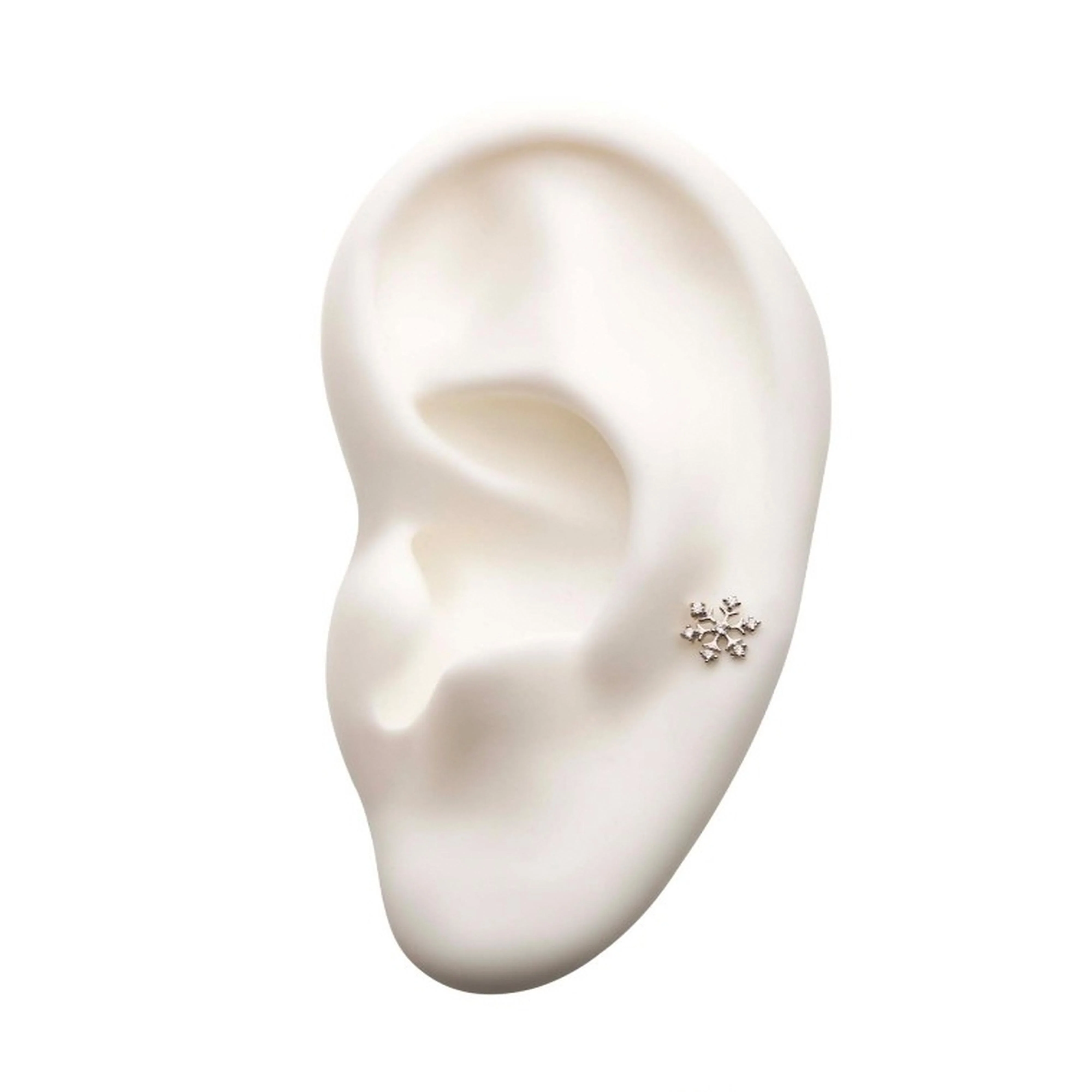 14kt Gold CZ Snowflake Threadless Top - Image 3