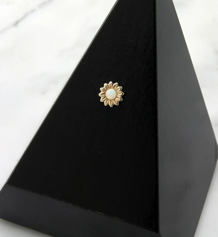 14kt Gold Daisy White Opalite Threadless Top - Image 2