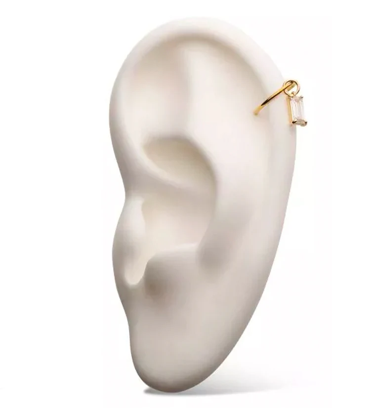 14kt Gold Dangle Baguette CZ Charm - Image 3