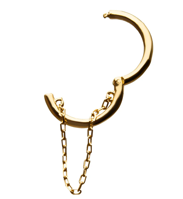 14kt Gold Dangle Chain Hinged Segment Ring - Image 3