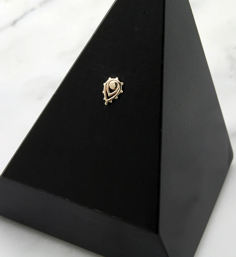 14kt Gold Double Beaded Teardrop Threadless Top - Image 2