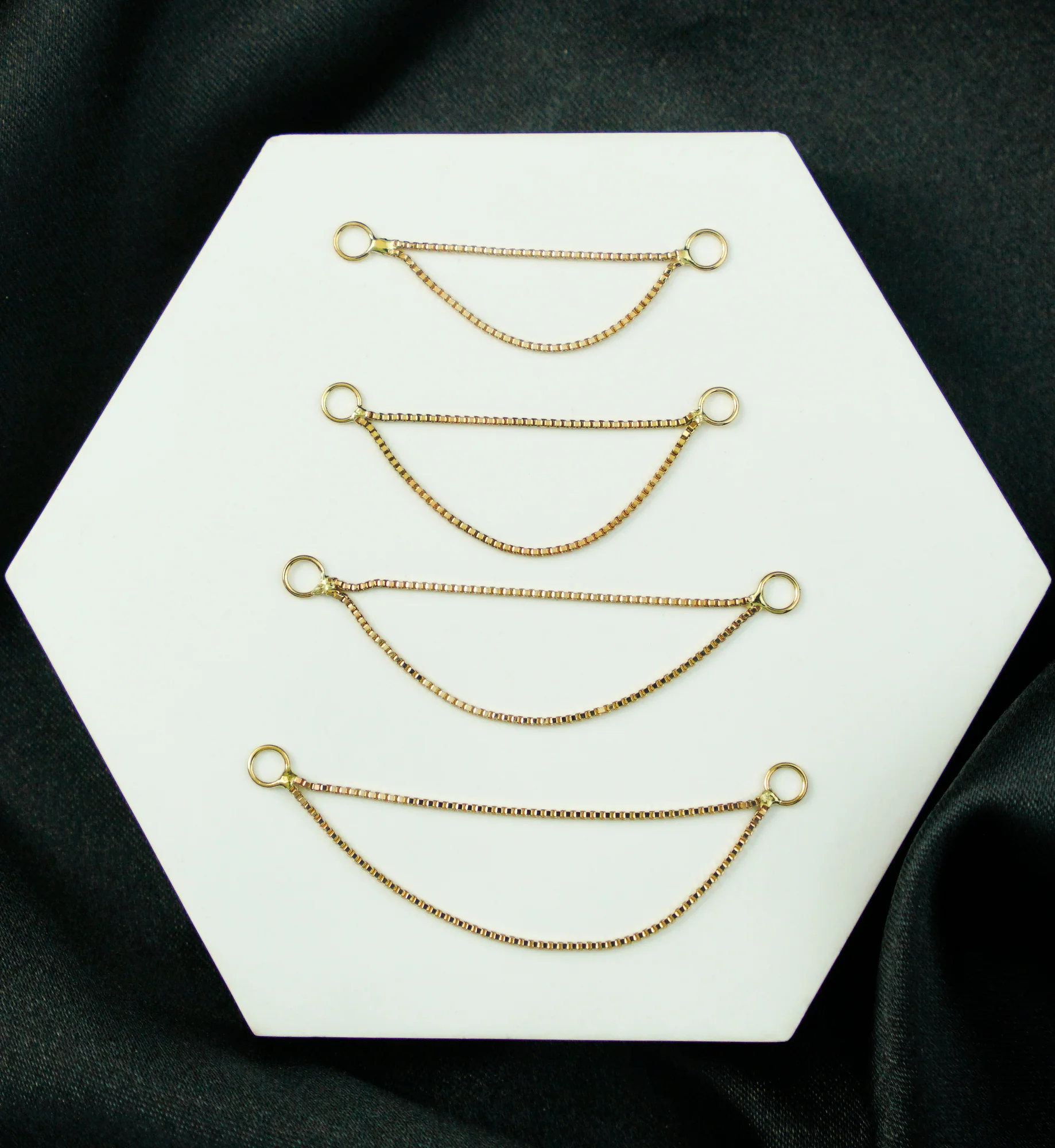 14kt Gold Double Box Nose & Cartilage Piercing Chain - Image 2