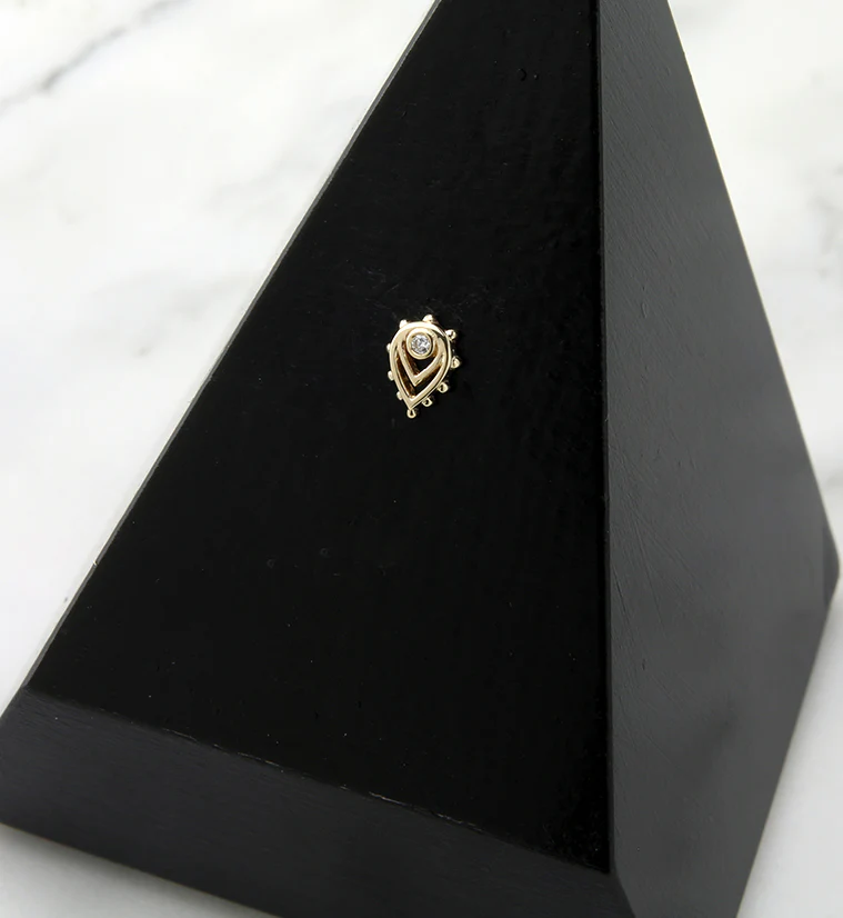 14kt Gold Double Teardrop CZ Threadless Top - Image 2
