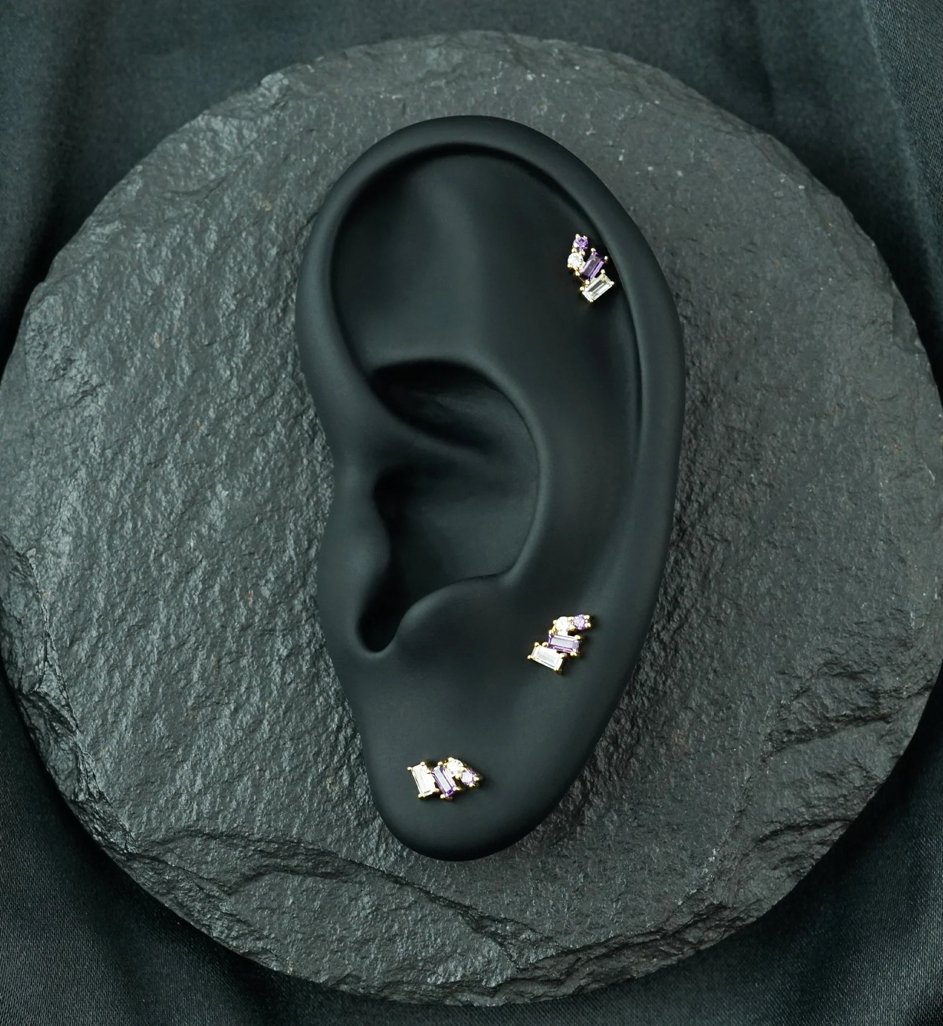 14kt Gold Downpour Amethyst CZ Threadless Top - Image 2