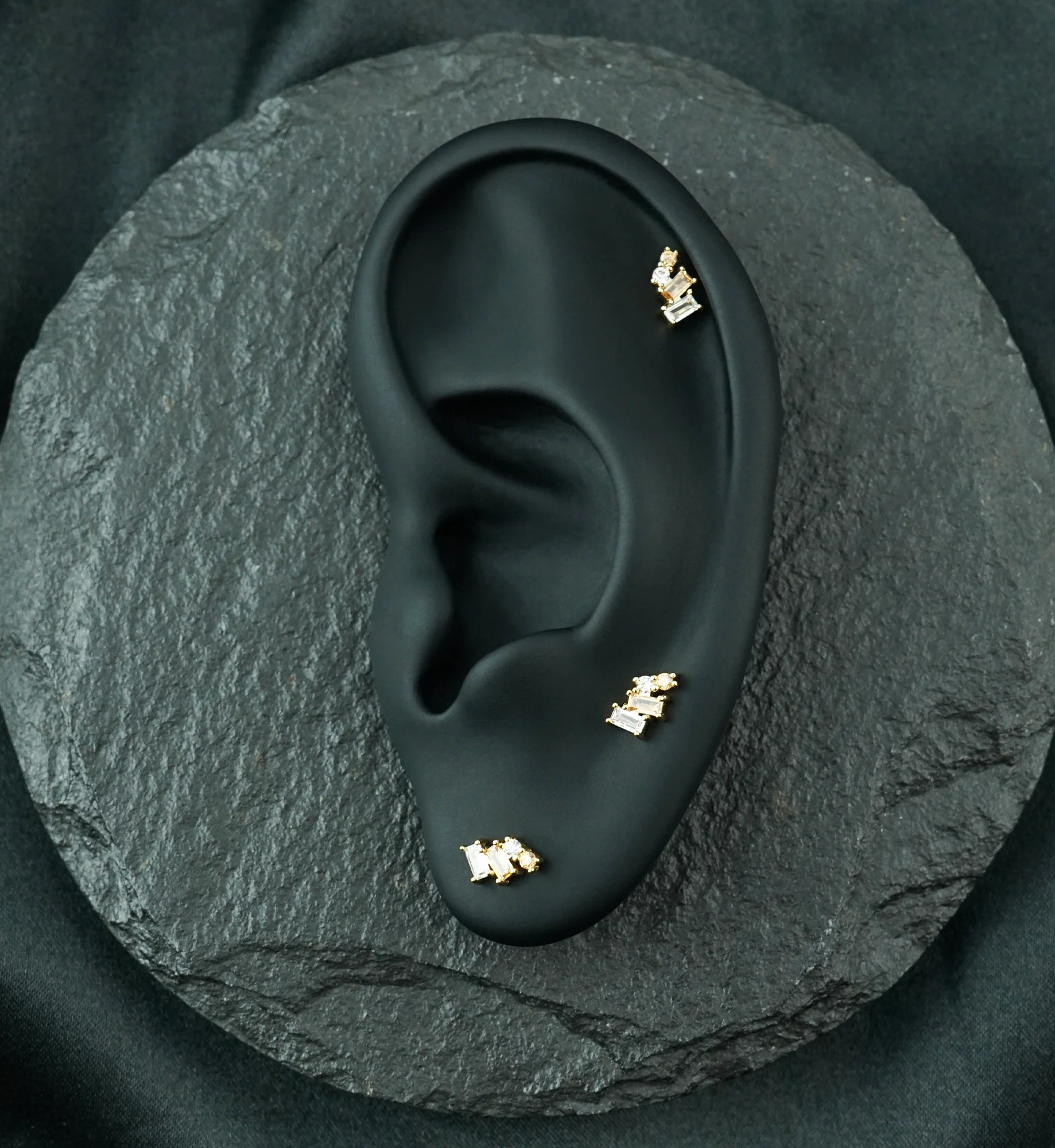 14kt Gold Downpour Champagne CZ Threadless Top - Image 2