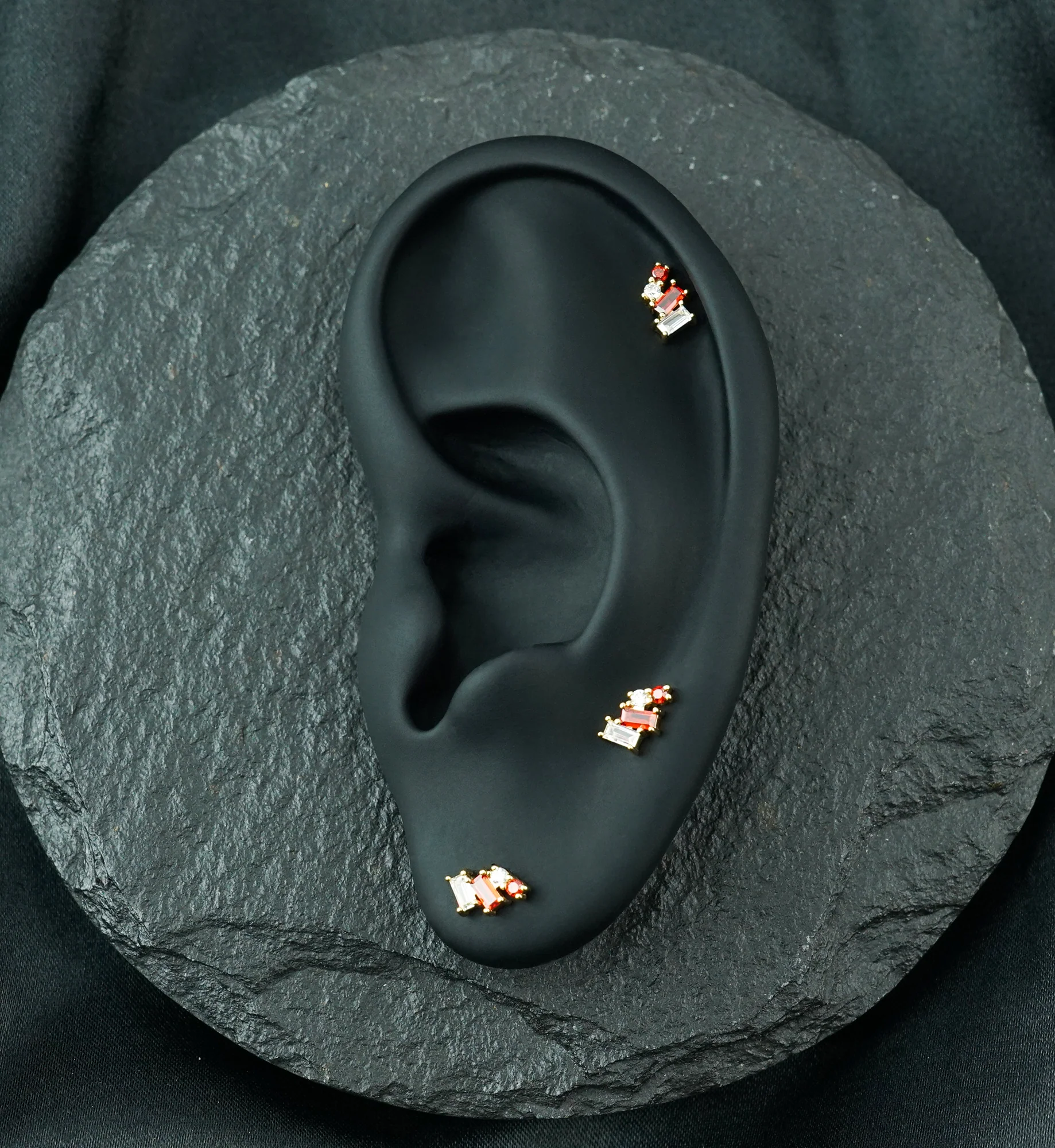 14kt Gold Downpour Garnet CZ Threadless Top - Image 2