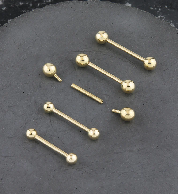 14kt Gold Dual Internally Threaded Straight Barbell - Image 2