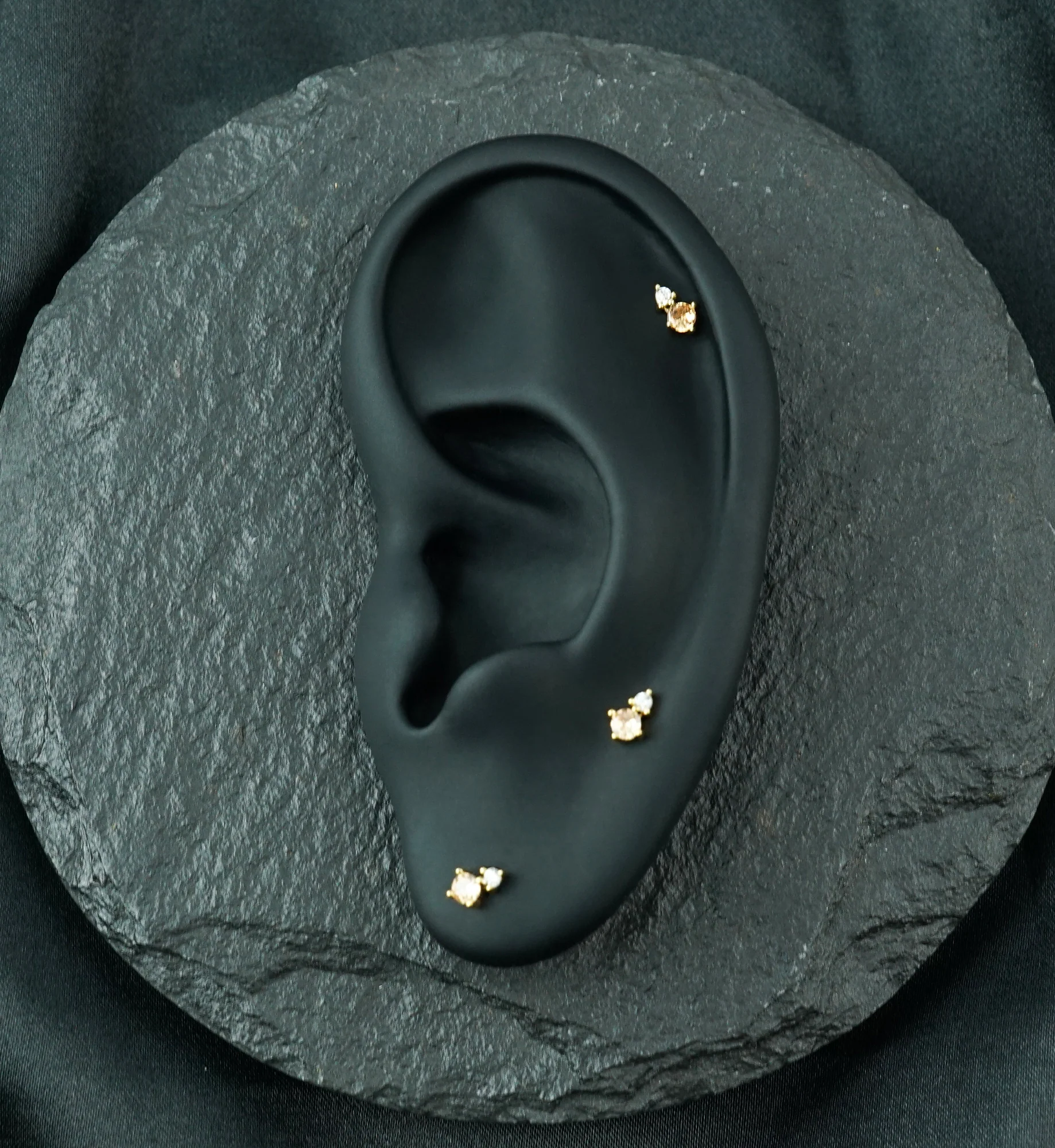 14kt Gold Echo Champagne CZ Threadless Top - Image 2