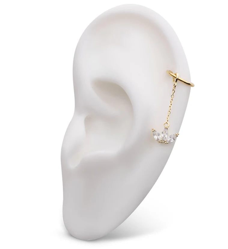 14kt Gold Empress Clear CZ Dangle Chain Charm - Image 3