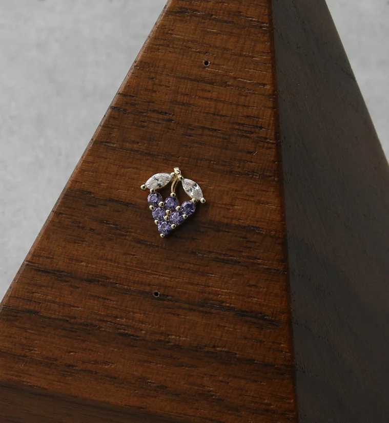 14kt Gold Grape Cluster CZ Threadless Top - Image 2