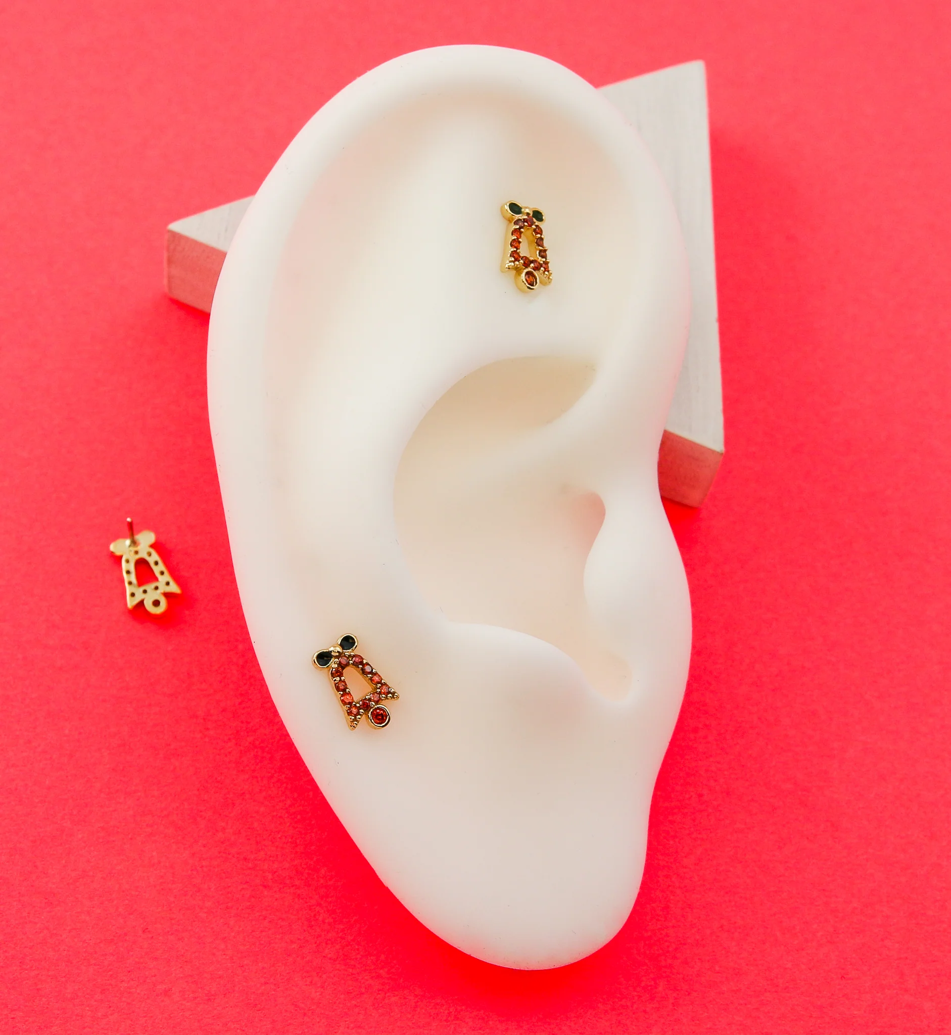 14kt Gold Holiday Bell CZ Threadless Top - Image 2
