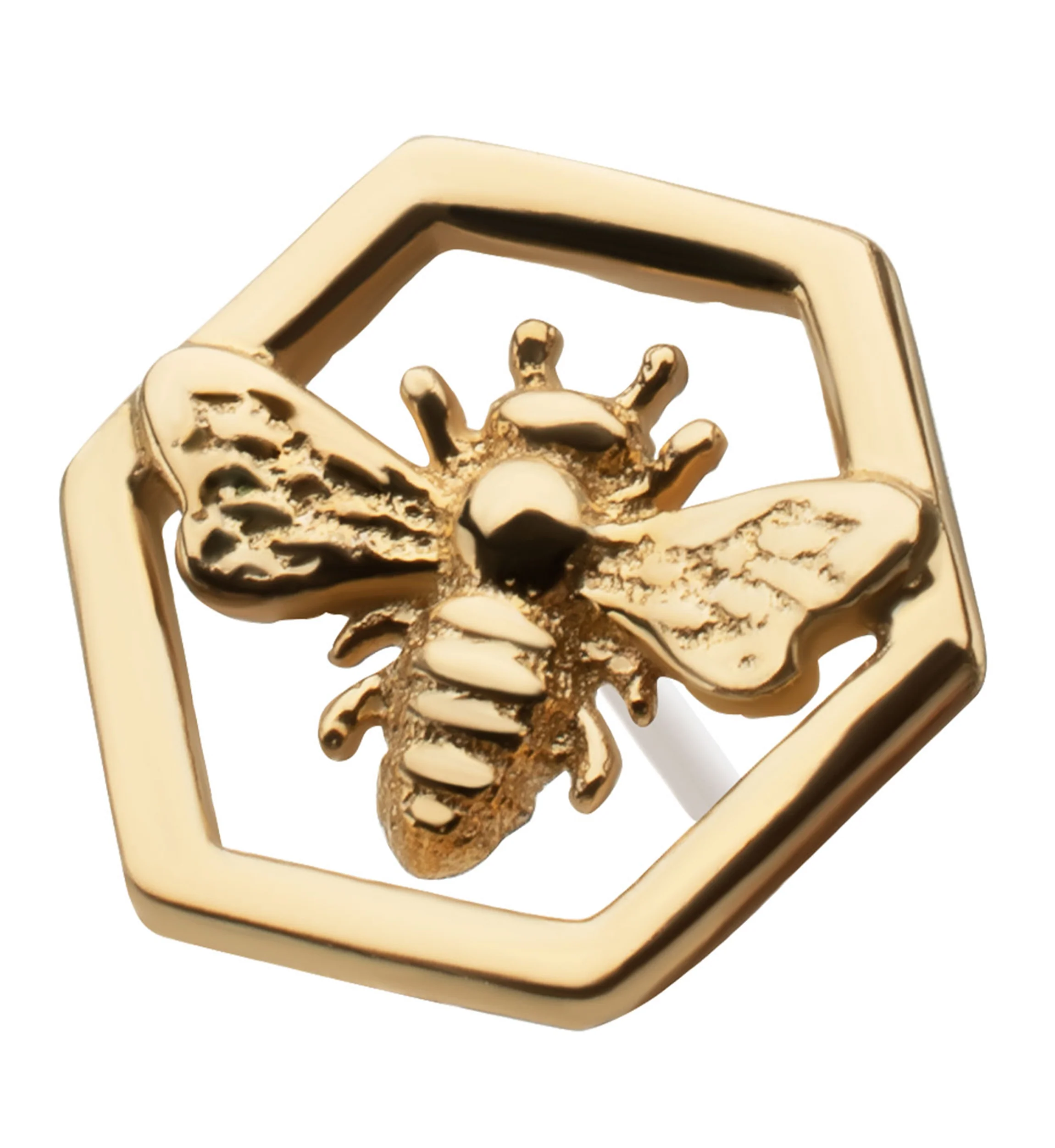 14kt Gold Honeybee Hex Threadless Top - Image 3