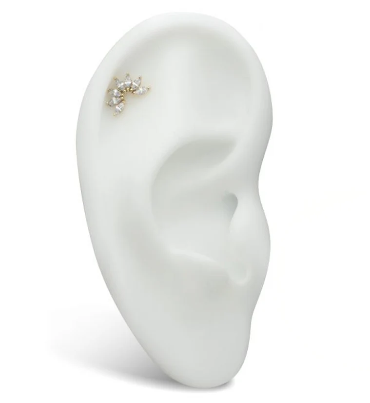 14kt Gold Marquise Clear CZ Arch Threadless Top - Image 3