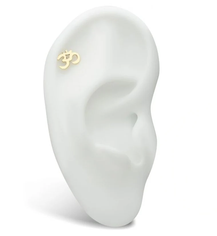 14kt Gold Ohm Threadless Top - Image 3
